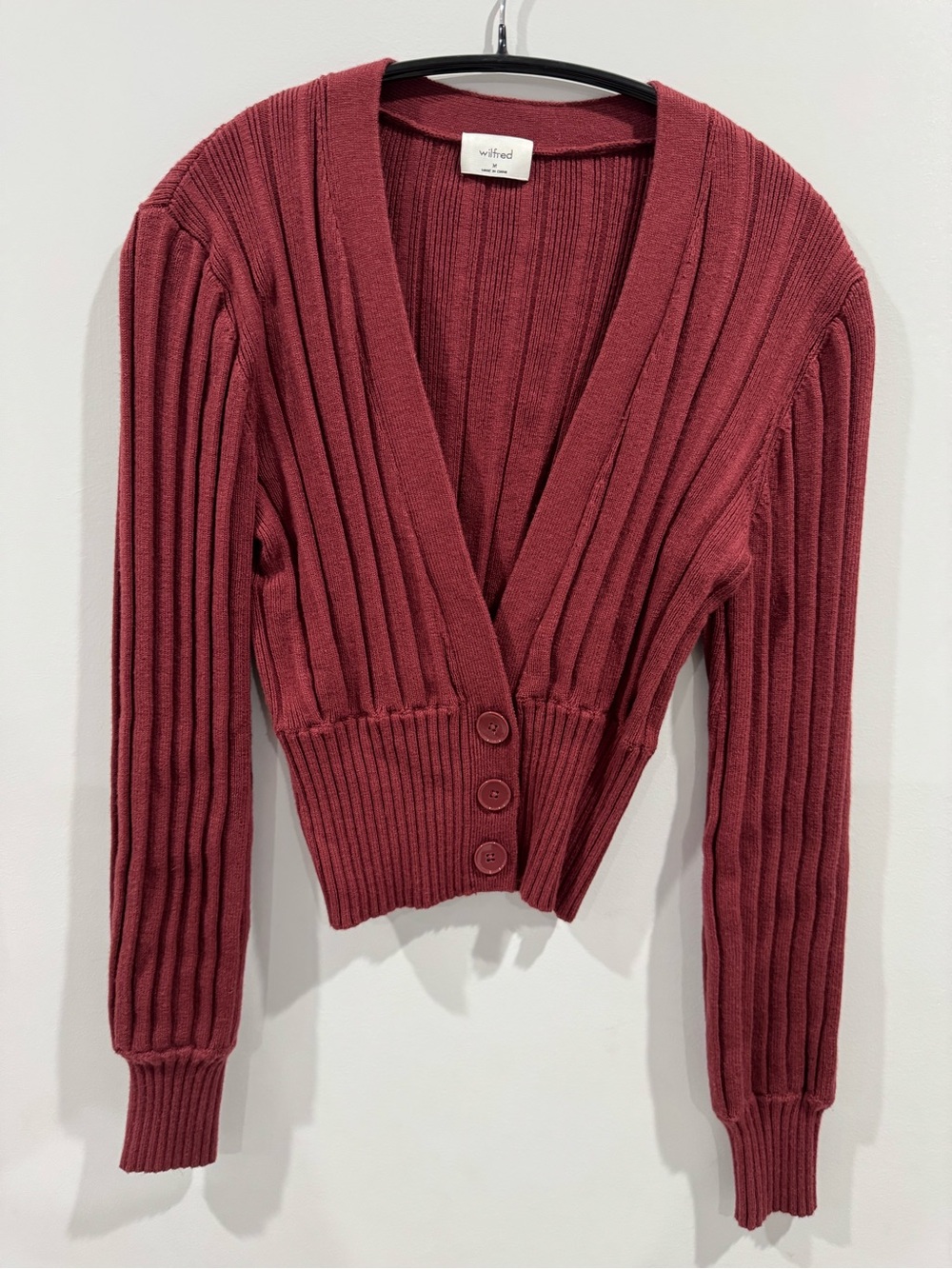 Wilfred Free Plunge Front Cardigan (Aritzia) - Garnet Red